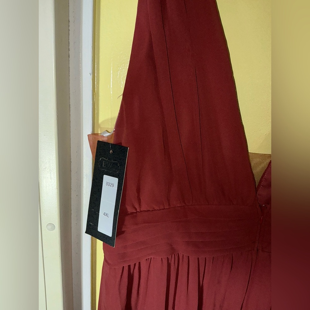 Eva Grecian Evening Gown Rust Measures XL - Picture 13 of 16